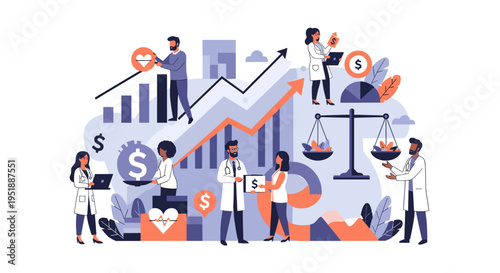 A thoughtful female doctor in a white lab coat stands attentively, conveying professionalism and a sense of focused care. Ideal for healthcare, medica