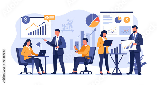 A modern illustration conveying concentration and productivity. Ideal for marketing materials illustrating remote work, focus, and professional dedica