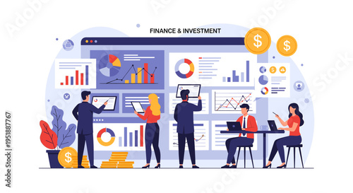 A vibrant illustration depicting a plant growing from a coin, symbolizing financial growth, prosperity, and successful investments. Ideal for business