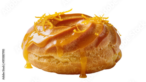 Canvastavla Delicious choux pastry dessert with vibrant orange glaze and fresh citrus zest,