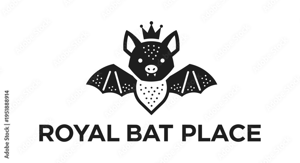 Fototapeta premium Royal bat logo with crown on white background for branding