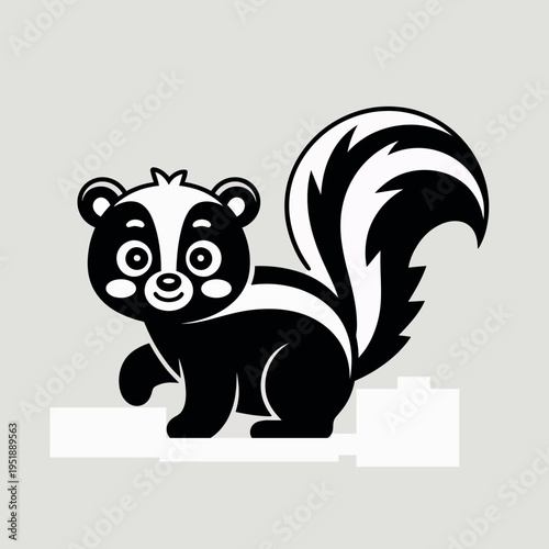 Cute skunk cartoon character illustration. Friendly woodland animal vector isolated on white background.