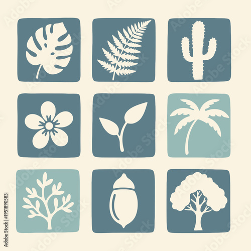Collection of various plant icons.