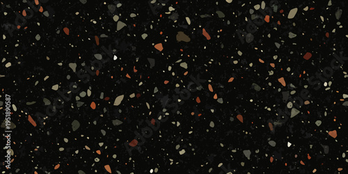 Dark background with scattered colorful stone and mineral fragments