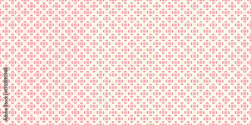 A seamless pattern of delicate pink floral shapes on a cream background