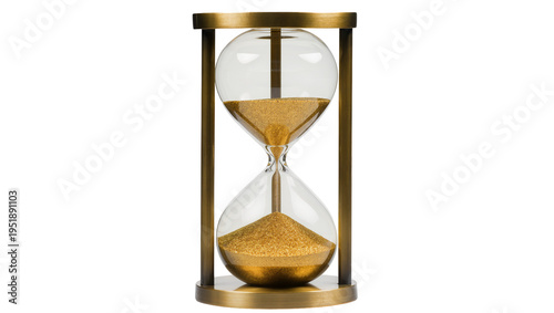Fotografía Elegant golden sand hourglass with antique brass frame, a classic time measureme