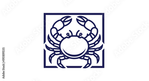 Stylized Crab Illustration Inside a Square Frame.