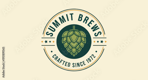 Summit Brews Craft Beer Logo with Hop Cone Design.
