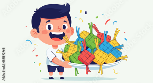 Boy Holding Colorful Party Poppers.