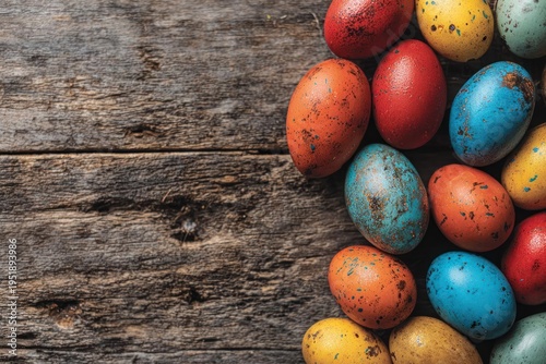 Wallpaper Mural Colorful Easter Eggs on Wooden Table Torontodigital.ca