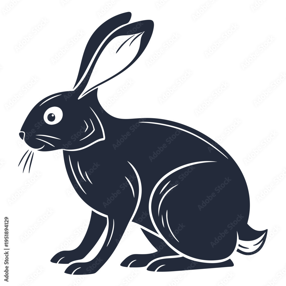 Fototapeta premium Stylized dark blue rabbit silhouette illustration