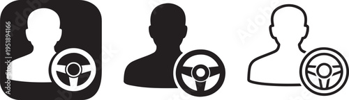 Modern driver icon bold uniform stroke vector.