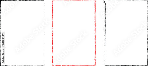 Set of vector border frames with rough edges . Rectangular frame template collection . distress texture . Grunge tiny frame borders isolated on the background . Rough edges effect

