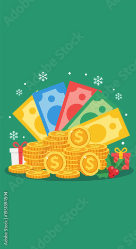 Christmas money coins gifts.