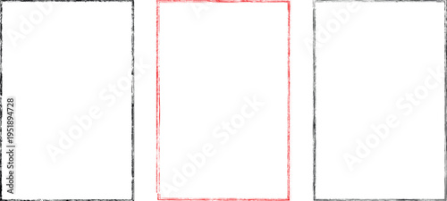 Set of vector border frames with rough edges . Rectangular frame template collection . distress texture . Grunge tiny frame borders isolated on the background . Rough edges effect
