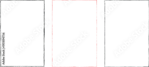 Set of vector border frames with rough edges . Rectangular frame template collection . distress texture . Grunge tiny frame borders isolated on the background . Rough edges effect
