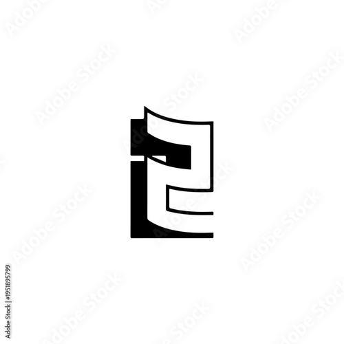 Number 2 Abstract Vector Black and White Modern Bold Design