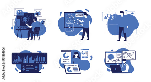 Set of 6 business infographic icons vector