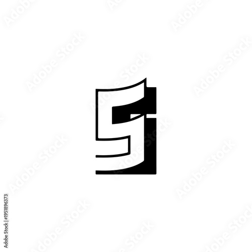 Number 9 Abstract Vector Black and White Modern Bold Design