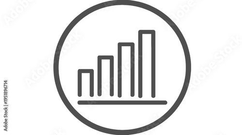 A graphical representation of increasing vertical bars inside a gray circle