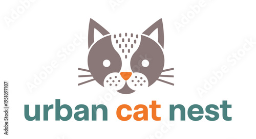 Urban cat nest logo on white background in modern colorful style for branding