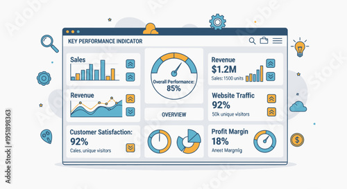 Business dashboard with key performance indicators