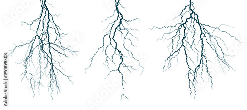 A lightning stroke in the night sky.