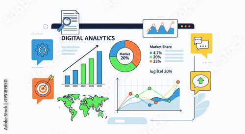 Digital analytics and data visualization on a laptop