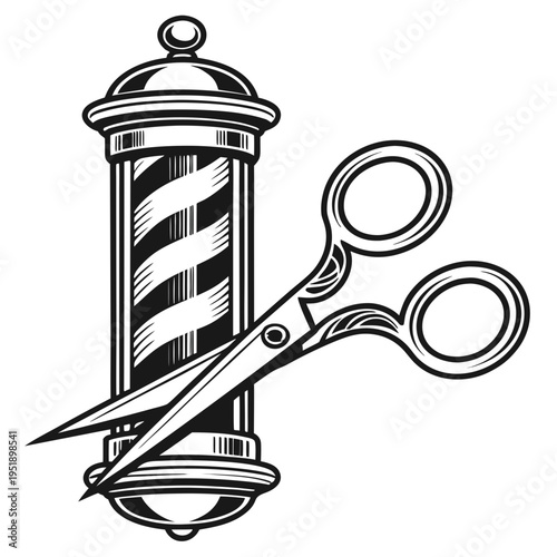 Scissors Logo Barber or Tailor Shop Vintage Style vector illustration