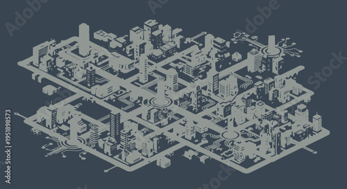 Industrial complex 3D isometric illustration