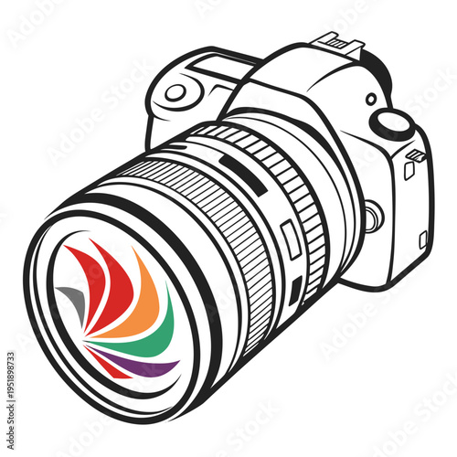 Abstract Swirl Logo Representing a Camera Lens Concept vector illustration