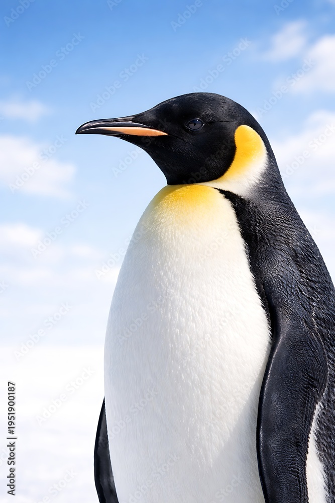 Fototapeta premium A close-up of a penguin standing on ice