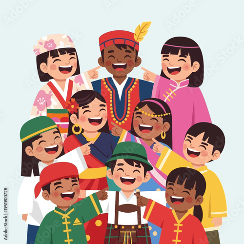 Diverse Group of Happy Children.