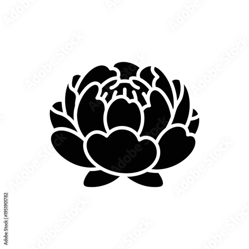 Black lotus flower symbol silhouette spiritual meditation zen art vector illustration