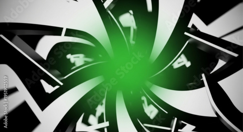 Abstract swirling green light energy burst.