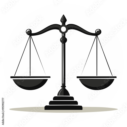 Illustration of Law Scales, Balance and Justice Concept, Vector Graphic