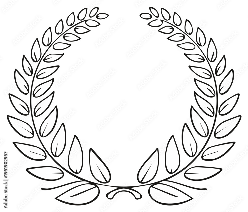 Obraz premium Outline of a Vector Laurel Wreath Frame with Leaves for Badges or Awards
