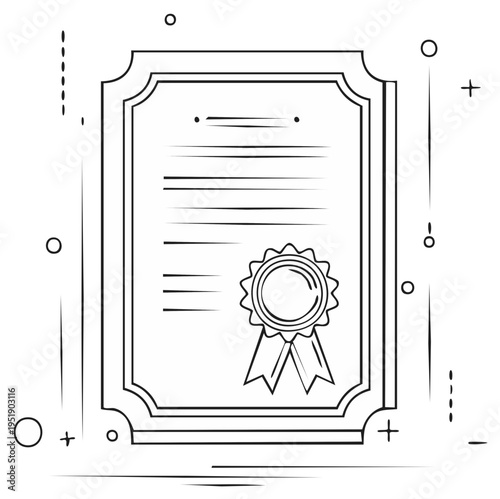 Certificate of Achievement or Award in a Vintage Frame Icon