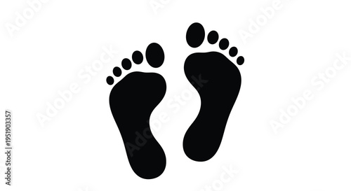 A stark black and white image depicts two footprints suggesting a path journey or recent presence high quality professional detailed modern