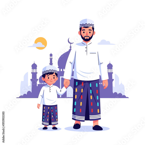 Father and son in traditional.