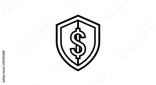 Financial Security Shield Logo with Dollar Sign Icon on Isolated White Background