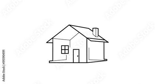 Minimalist outline house icon, residential property and simple home concept, isolated white background.