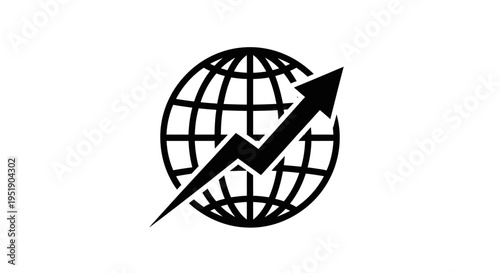 Global Growth Upward Arrow Logo with a Globe Icon on an isolated white background.