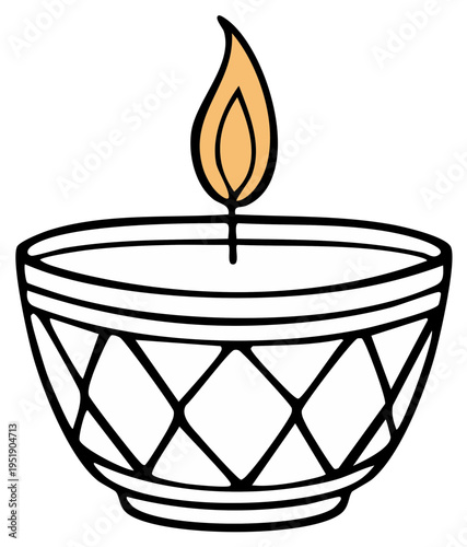 Traditional Indian Oil Lamp with Flame