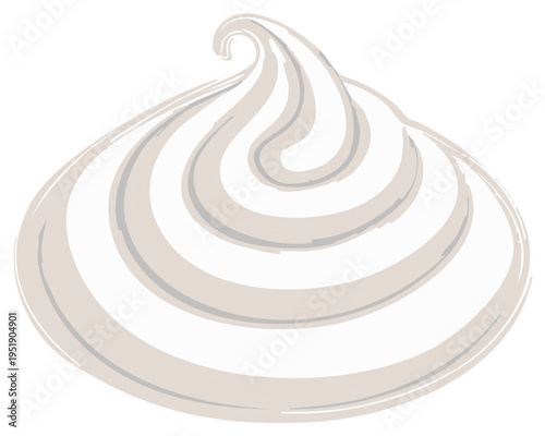 Swirl of White Creamy Whipped Topping Isolated Illustration