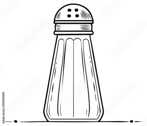 Classic glass salt shaker with metal cap and perforations for dispensing seasoning