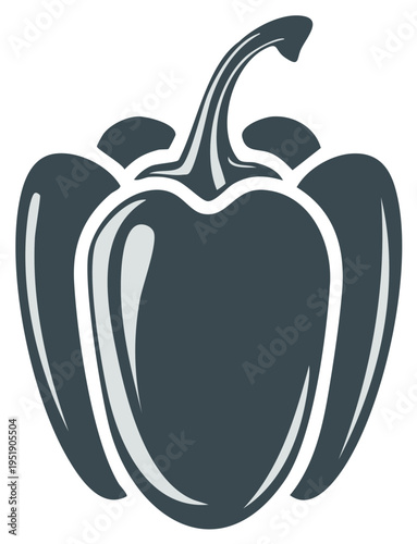 Stylish Silhouette of Bell Pepper: Single Object Graphic for Healthy Food and Vegan Concepts