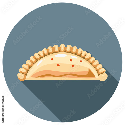 Delicious Turnover Pastry in Cartoon Style: Sweet Dough Filled Pastry on a Round Plate with Cute Design