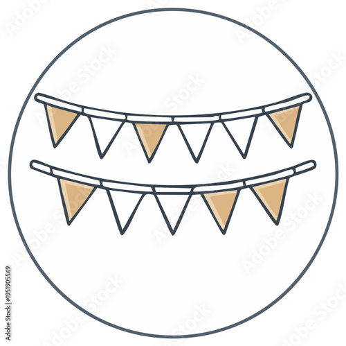 Festive String of Bunting Flags for Party or Event Celebration Decoration Icon