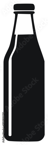 Simple Black Silhouette of a Glass Beverage Bottle
